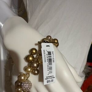 Carolee Gold and Cream Beaded Bracelet